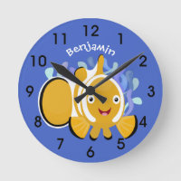 Cute happy clownfish anenome cartoon