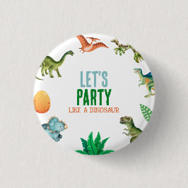 Cute Happy Dinosaur Birthday Party Gift Button