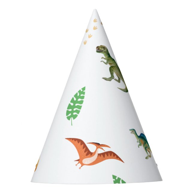 Cute Happy Dinosaur Birthday Party Paper Partyhütchen (Vorderseite)