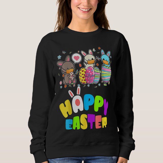 Cute   Happy Easter Eggs Quarantine Bunnies Sweatshirt (Vorderseite)