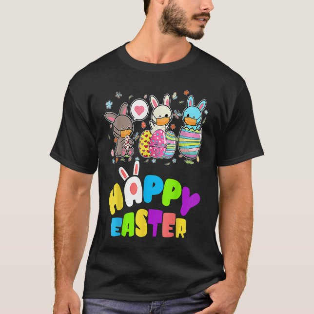 Cute   Happy Easter Eggs Quarantine Bunnies T-Shirt (Vorderseite)
