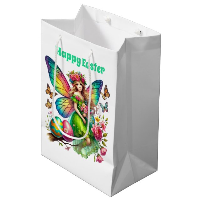 Cute Happy Easter fairy  Mittlere Geschenktüte (Vorderseite Schrägansicht)