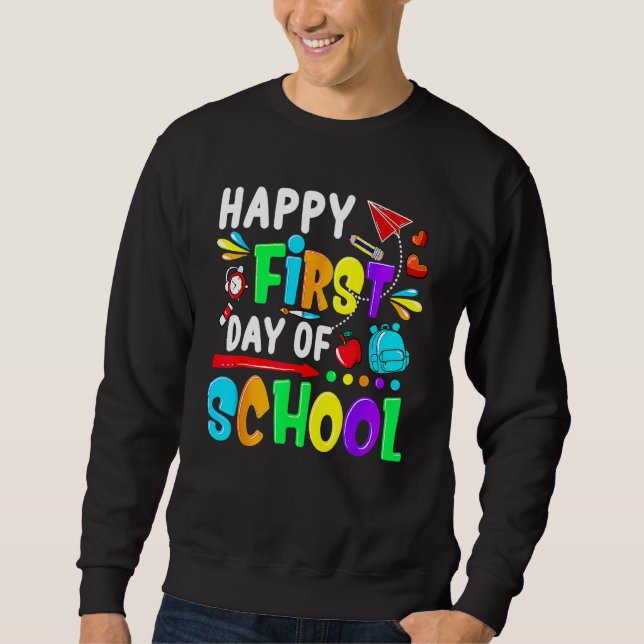 Cute Happy First Day Of School Back To School Girl Sweatshirt (Vorderseite)