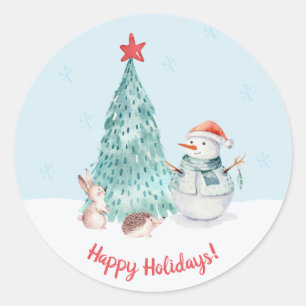 Cute Happy Holidays Runder Aufkleber