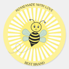 Cute Happy Honeybee Jar Étiquette & Sun Rays fait 