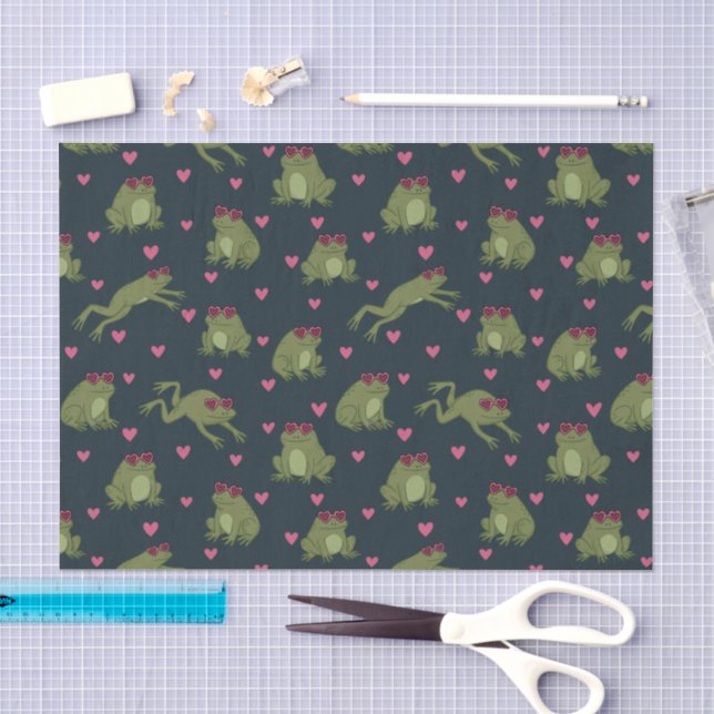 Cute Happy Love Frogs Tissue Paper Seidenpapier (Handwerk)
