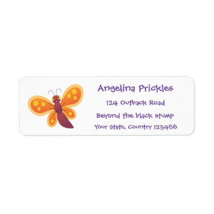 Cute happy orange butterfly cartoon illustration