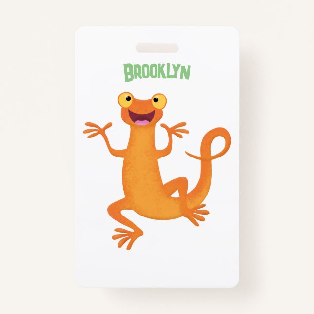 Cute happy orange dancing newt ausweis (Vorderseite)