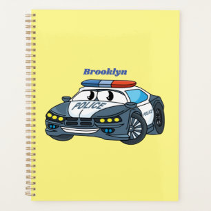 Cute happy police car cartoon illustration