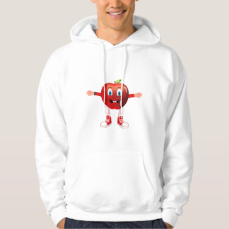 Cute Happy Red Apple Cartoon Character Hoodie