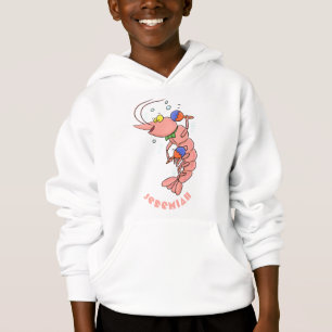 Cute happy shrimp, dessin animé de crevettes