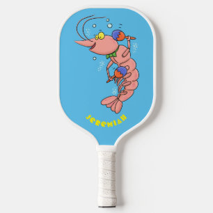 Cute happy shrimp, prawn cartoon  pickleball schläger