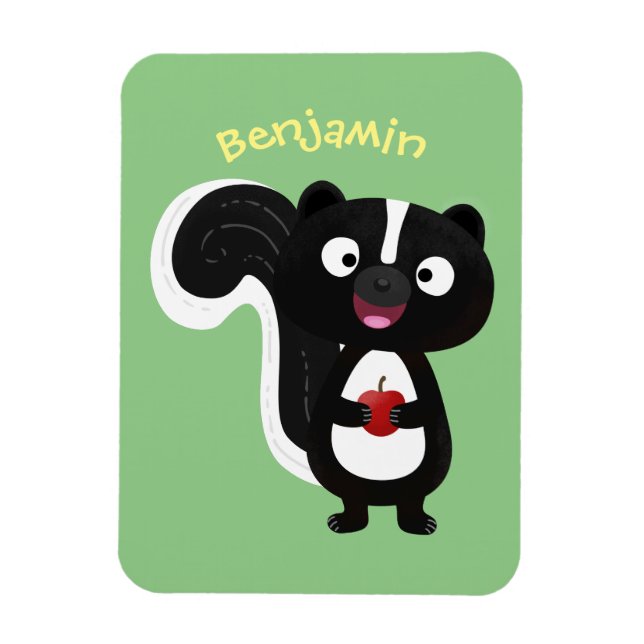Cute happy skunk cartoon illustration magnet (Vertikal)