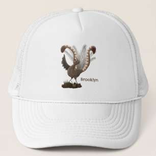 Cute happy superb lyrebird cartoon illustration truckerkappe