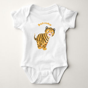 Cute happy tiger cub cartoon baby strampler