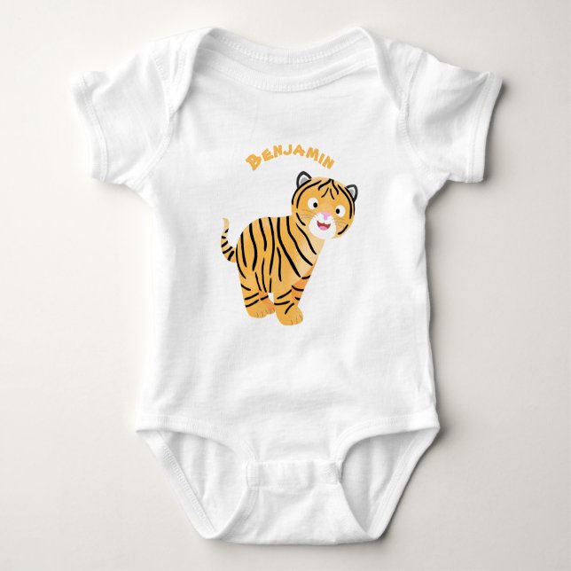 Cute happy tiger cub cartoon baby strampler (Vorderseite)