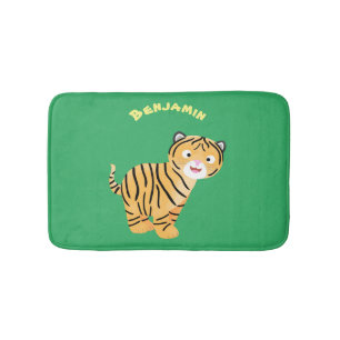 Cute happy tiger cub cartoon badematte