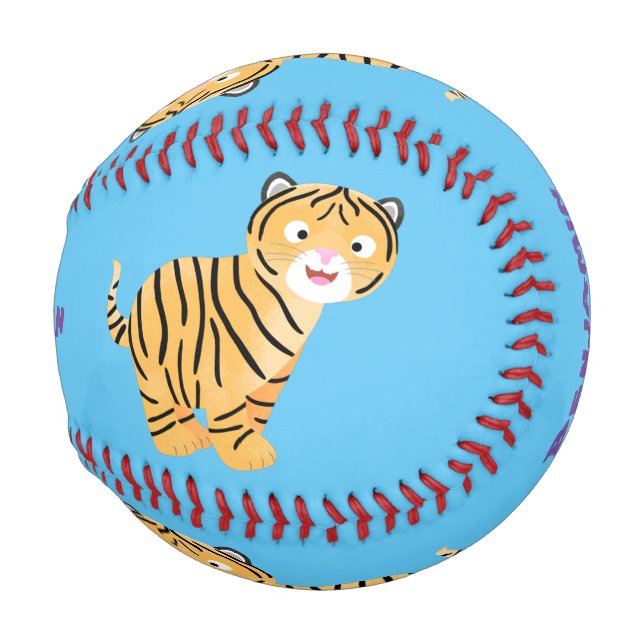 Cute happy tiger cub cartoon baseball (Vorne Rechts)