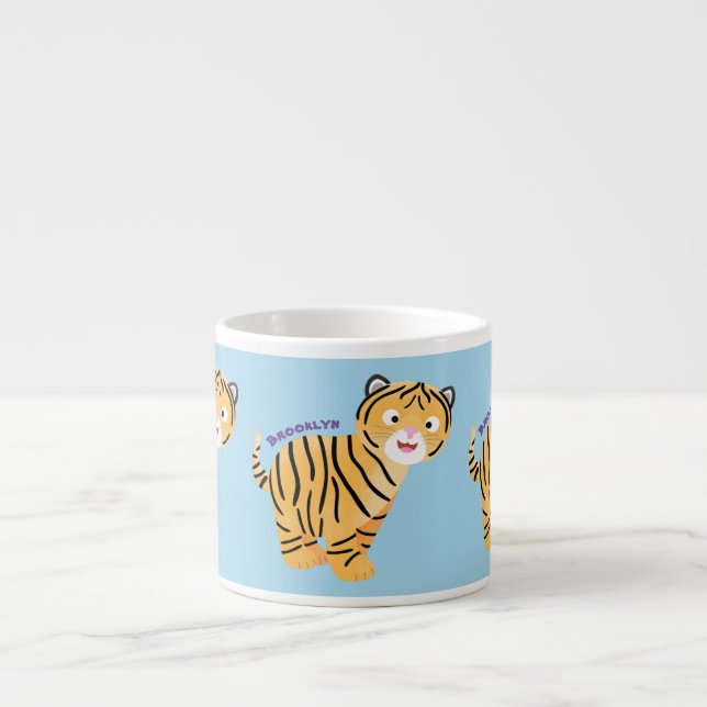 Cute happy tiger cub cartoon espressotasse (Vorderseite)