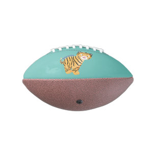 Cute happy tiger cub cartoon football