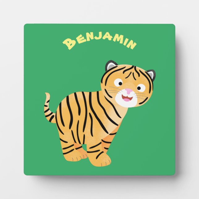 Cute happy tiger cub cartoon fotoplatte (Vorderseite)