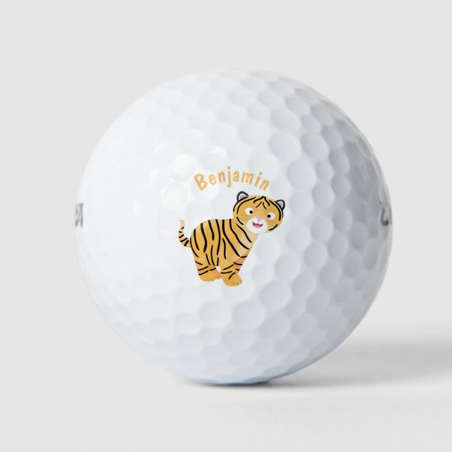 Cute happy tiger cub cartoon golfball (Vorderseite)