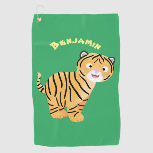 Cute happy tiger cub cartoon golfhandtuch