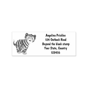Cute happy tiger cub cartoon gummistempel