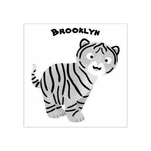 Cute happy tiger cub cartoon gummistempel