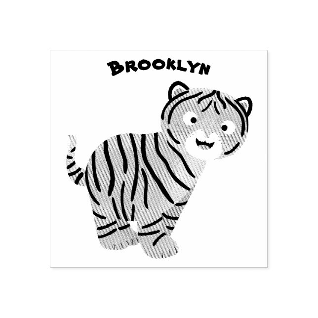 Cute happy tiger cub cartoon gummistempel (Prägung)