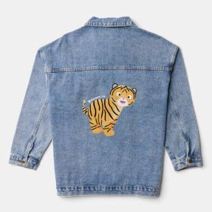 Cute happy tiger cub cartoon jeansjacke