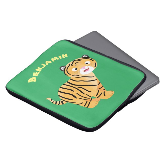 Cute happy tiger cub cartoon laptopschutzhülle (Vorne Oben)