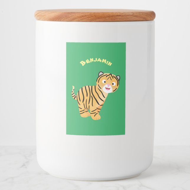 Cute happy tiger cub cartoon lebensmitteletikett (Vorderseite)