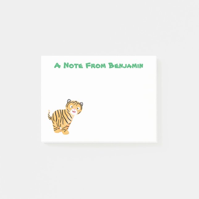 Cute happy tiger cub cartoon post-it klebezettel (Vorderseite)