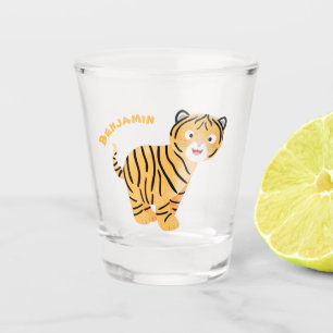 Cute happy tiger cub cartoon schnapsglas