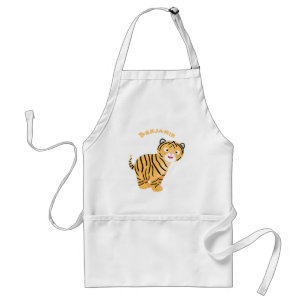 Cute happy tiger cub cartoon schürze
