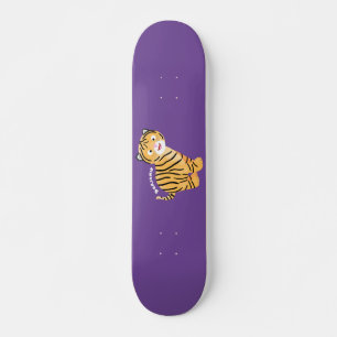 Cute happy tiger cub cartoon skateboard