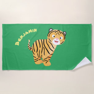 Cute happy tiger cub cartoon strandtuch