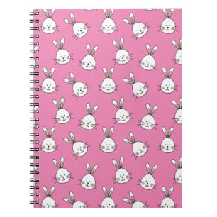 Cute Happy White Easter Bunny on Pink Notizblock