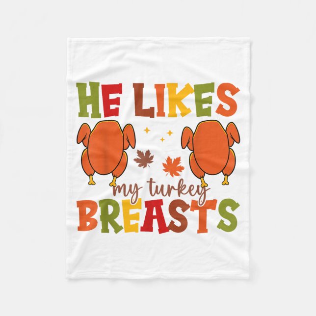 Cute He Likes My Turkey Breasts Couple Matching Th Fleecedecke (Vorderseite)