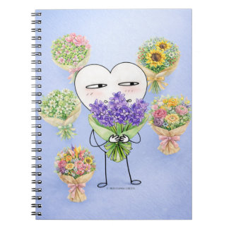 Cute Heart Character Flower Notebook Notizblock