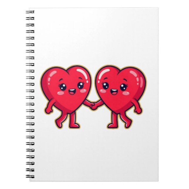 Cute Heart Characters Holding Hands Notizblock (Vorderseite)