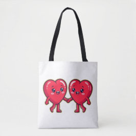 Cute Heart Characters Holding Hands Tasche