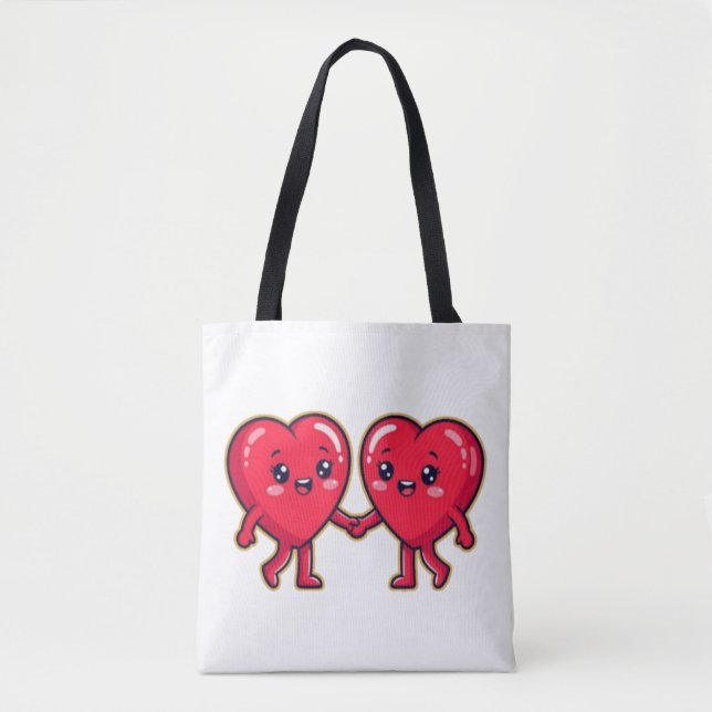 Cute Heart Characters Holding Hands Tasche (Vorderseite)
