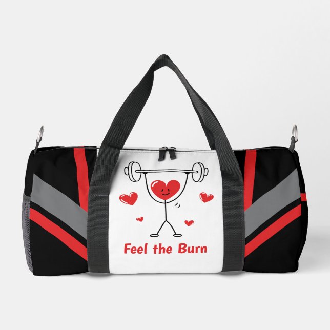 Cute Heart Gym Workout Feel the Burn Design Duffle Bag (Rückseite)