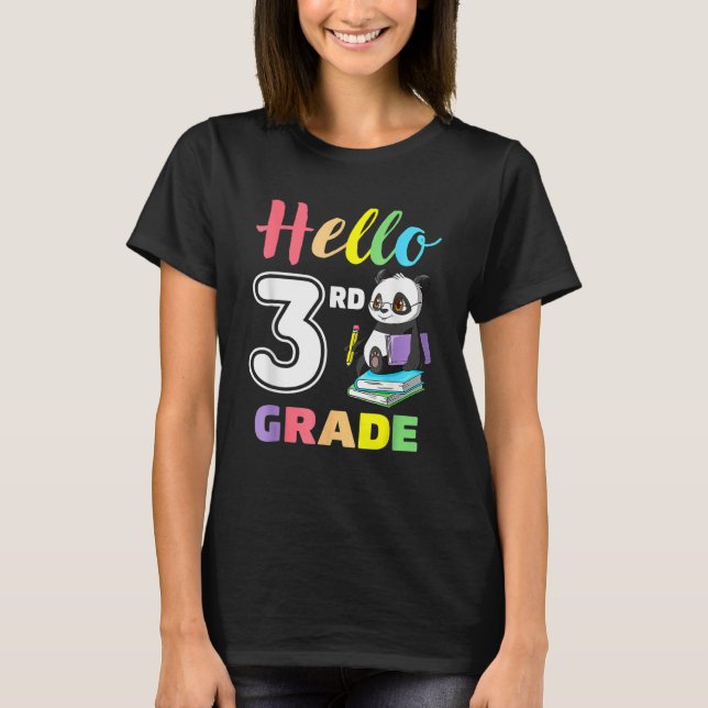 Cute Heart Hello 3rd Grade First Day Back To Schoo T-Shirt (Vorderseite)