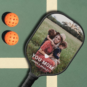 Cute HEART LOVE YOU MOM Mother's Day Photo Pickleball Schläger