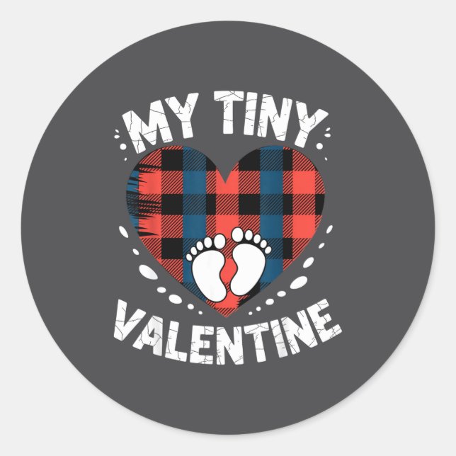 Cute Heart My Tiny Valentine Pregnancy Announcemen Runder Aufkleber (Vorderseite)