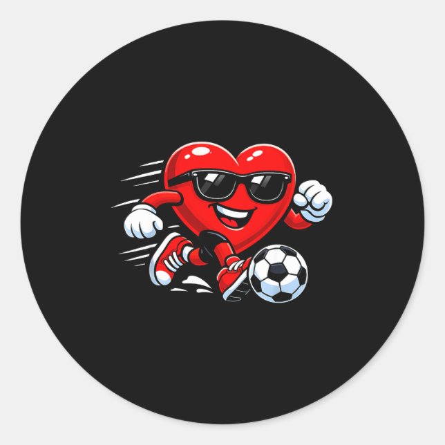 Cute Heart Playing Soccer Valentines Day Soccer Bo Runder Aufkleber (Vorderseite)