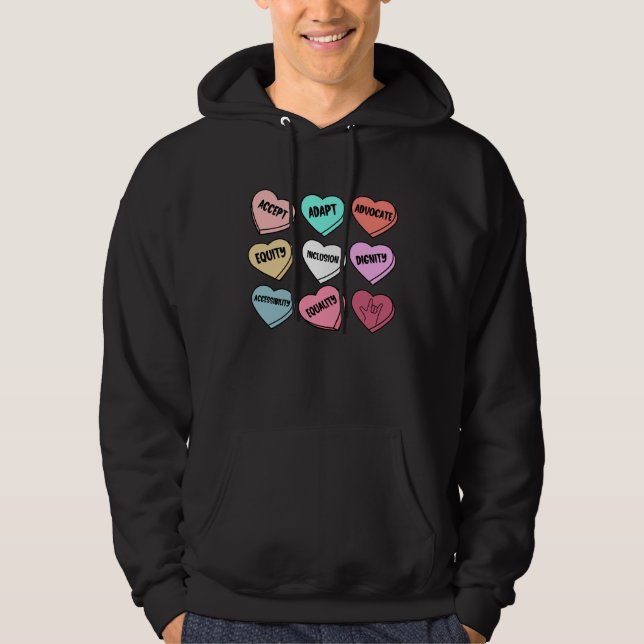 Cute Heart Valentines Day Love Special Education T Hoodie (Vorderseite)